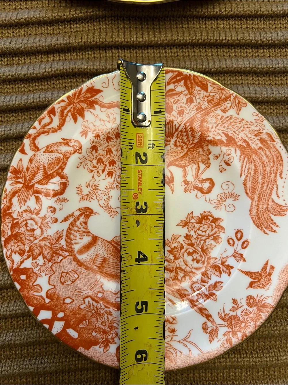 Royal Crown Derby English Bone China Red Aves. Set of 6.